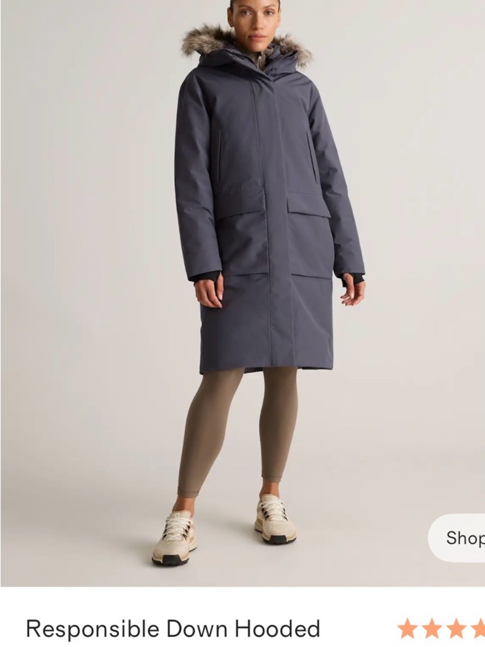 Women’s Responsible Down Hooded Long Parka in Storm Blue XL